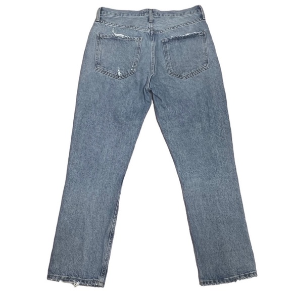 AGOLDE Riley High Rise Straight Crop Jeans in Distressed Escalate Wash Size 28 - Picture 7 of 12
